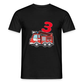 J’ai déjà 3 | 3ème anniversaire des pompiers garçons - T-shirt homme - noir - Devant - AI Model Male 178 light (178cm)