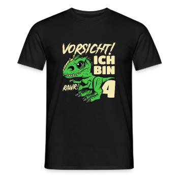 Roar Ich Bin 4 | 4. Geburtstag Jungen Dino - Männer T-Shirt - Schwarz - Vorne - AI Model Male 178 light (178cm)