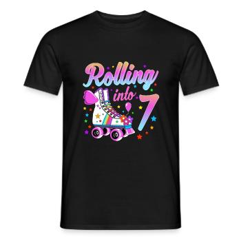 Kinder Geburtstagsshirt 7. Geburtstag Rollschuhe - Männer T-Shirt - Schwarz - Vorne - AI Model Male 178 light (178cm)
