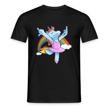 Funny Unicorn Middle Finger Rainbow - Men's T-Shirt - black - Front - AI Model Male 178 light (178cm)