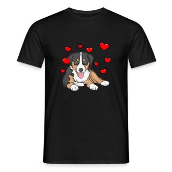Appenzeller Sennenhund avec des cœurs - T-shirt homme - noir - Devant - AI Model Male 178 light (178cm)