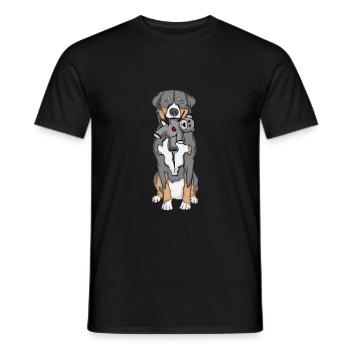 Appenzell mountain dog with cuddly toy - Men's T-Shirt - black - Front - AI Model Male 178 light (178cm)