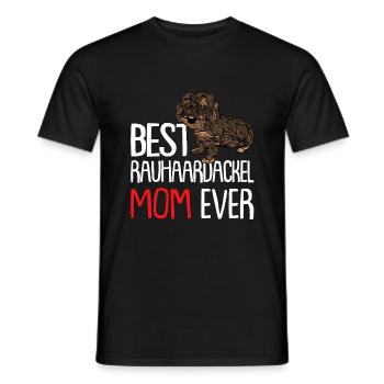 Teckel Dog mère femme tréacle de cheveux rugueux - T-shirt homme - noir - Devant - AI Model Male 178 light (178cm)