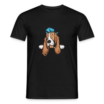 Basset Hound - T-shirt homme - noir - Devant - AI Model Male 178 light (178cm)