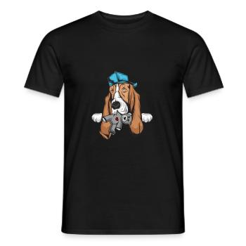 Basset Hound - Männer T-Shirt - Schwarz - Vorne - AI Model Male 178 light (178cm)