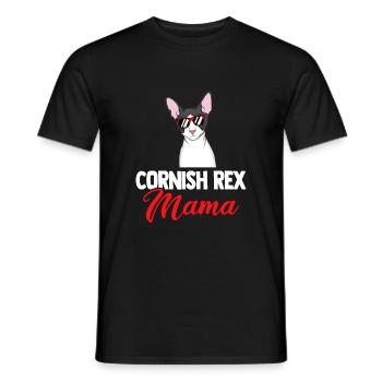 Cornish Rex Mama Papa Chat Maman | Rex de Cornouailles - T-shirt homme - noir - Devant - AI Model Male 178 light (178cm)