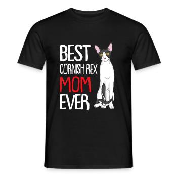 Cornish Rex Mama Papa Cat Mom | Cornish Rex - Männer T-Shirt - Schwarz - Vorne - AI Model Male 178 light (178cm)