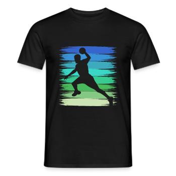 Handball Handballspieler im Schuß aufs Tor - Männer T-Shirt - Schwarz - Vorne - AI Model Male 178 light (178cm)