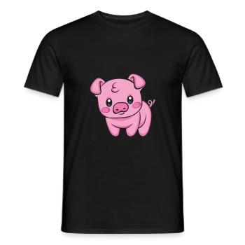 Domestic pig Wild boar farmer farm | Pig - Men's T-Shirt - black - Front - AI Model Male 178 light (178cm)