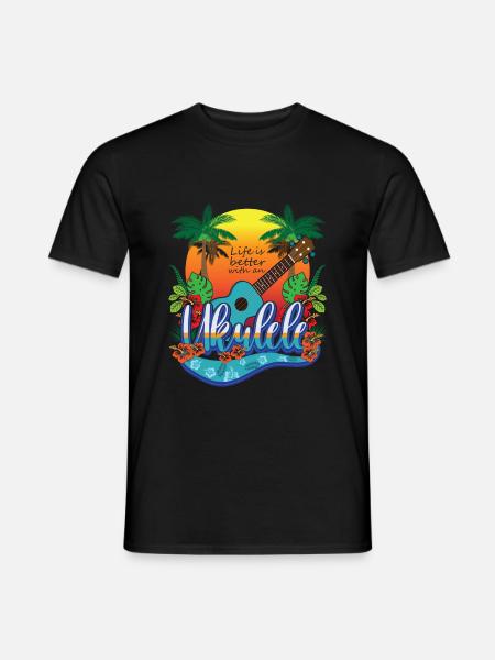 Ukulele Guitare Ukulélé Joueur Hawaii - T-shirt homme - noir