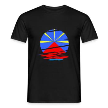 île de la réunion soleil volcan mahaveli t-shirt - T-shirt homme - noir - Devant - AI Model Male 178 light (178cm)
