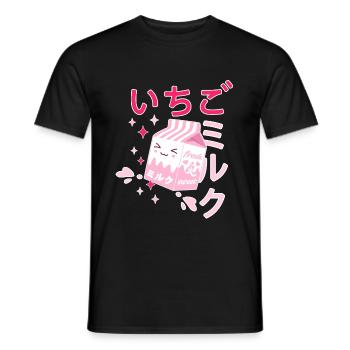 Erdbeermilch, Kawaii, Strawberry, Milk - Männer T-Shirt - Schwarz - Vorne - AI Model Male 178 light (178cm)