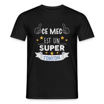 t-shirt super tonton Idée cadeau oncle - T-shirt homme - noir - Devant - AI Model Male 178 light (178cm)