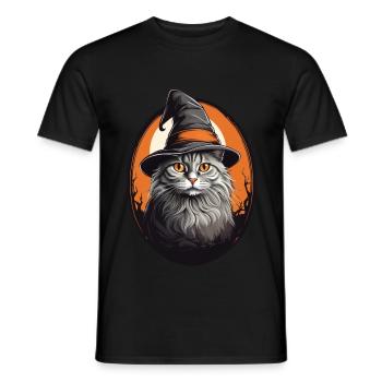 Halloween Katze - Männer T-Shirt - Schwarz - Vorne - AI Model Male 178 light (178cm)