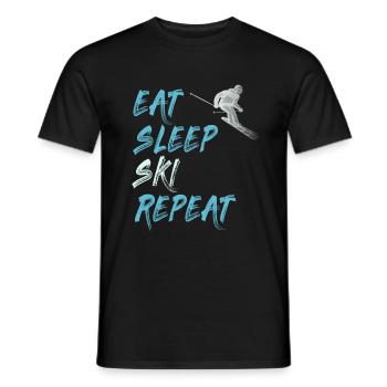 eat sleep ski repeat winter sports skis gift - Men's T-Shirt - black - Front - AI Model Male 178 light (178cm)