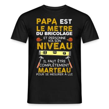 Papa Bricoleur, le mètre à son niveau, bricoler - T-shirt homme - noir - Devant - AI Model Male 178 light (178cm)