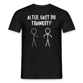 HAST DU TRAINIERT? LUSTIGE BODYBUILDER FITNESS - Männer T-Shirt - Schwarz - Vorne - AI Model Male 178 light (178cm)