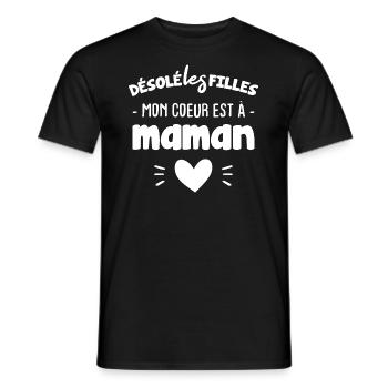 Désolée les filles mon coeur est à maman - T-shirt homme - noir - Devant - AI Model Male 178 light (178cm)