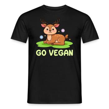 Deer design for proud vegans - Men's T-Shirt - black - Front - AI Model Male 178 light (178cm)