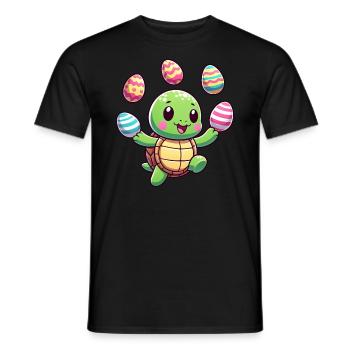 Easter Turtle Juggling Eggs, Artist - Men's T-Shirt - black - Front - AI Model Male 178 light (178cm)