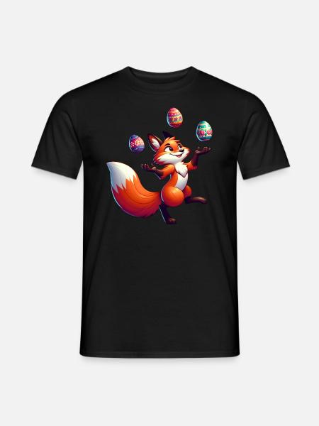 Easter Fox Juggler with Eggs - Men's T-Shirt - black