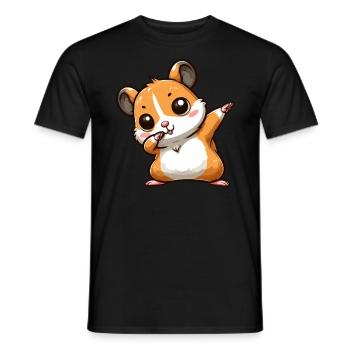 Dabbing Hamster: Cute Cartoon Fun - Men's T-Shirt - black - Front - AI Model Male 178 light (178cm)