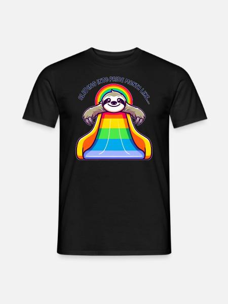 LGBTQ Pride Sloth Rainbow Slide - Men's T-Shirt - black