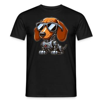 Teckel Robot Science-Fi Mech Cyborg Chien - T-shirt homme - noir - Devant - AI Model Male 178 light (178cm)