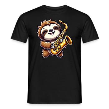 Faultier Saxophon Jazz Musiker Musikliebe - Männer T-Shirt - Schwarz - Vorne - AI Model Male 178 light (178cm)