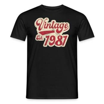 Vintage Est 1981 - Men's T-Shirt - black - Front - AI Model Male 178 light (178cm)