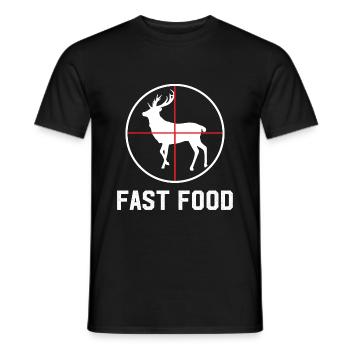 Fast Food Hirsch Jagd T-Shirt Lustiges Geschenk - Männer T-Shirt - Schwarz - Vorne - AI Model Male 178 light (178cm)