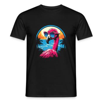 flamingo with sunglasses - neon, funny shirt - Men's T-Shirt - black - Front - AI Model Male 178 light (178cm)