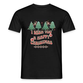 Fröhliche Weihnachten mit Rentier und Geschenken - Männer T-Shirt - Schwarz - Vorne - AI Model Male 178 light (178cm)