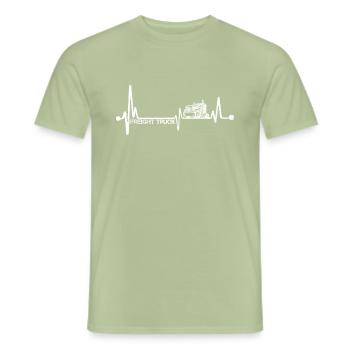 Camionneur Diesel Heartbeat Semi-remorque Camion Chauffeur - T-shirt homme - vert sauge - Devant - AI Model Male 178 light (178cm)