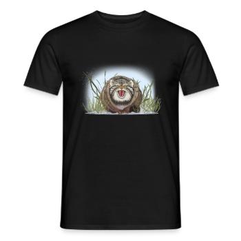 Manul n’aime pas caresser - T-shirt homme - noir - Devant - AI Model Male 178 light (178cm)