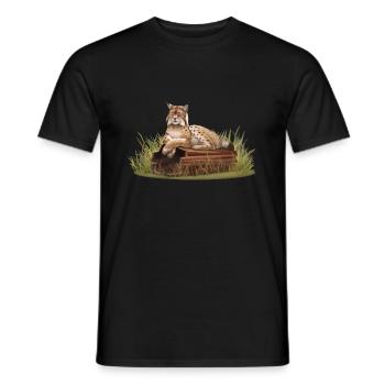 Lynx - Chat - Famille de chats - Animaux - Faune - T-shirt homme - noir - Devant - AI Model Male 178 light (178cm)