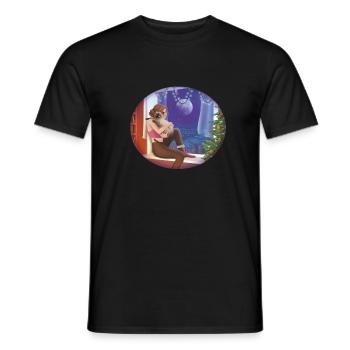 Chat câlin et femme - famille - ami - T-shirt homme - noir - Devant - AI Model Male 178 light (178cm)