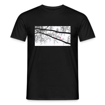 Red sparrow in the tree - Men's T-Shirt - black - Front - AI Model Male 178 light (178cm)