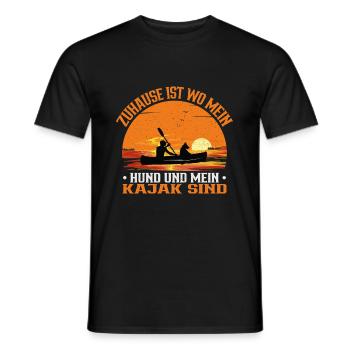 Kanu Kajak Zuhause ist wo Hund und Kajak - Männer T-Shirt - Schwarz - Vorne - AI Model Male 178 light (178cm)