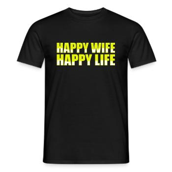 Happy Wife Happy Life Engagement Marriage - Männer T-Shirt - Schwarz - Vorne - AI Model Male 178 light (178cm)