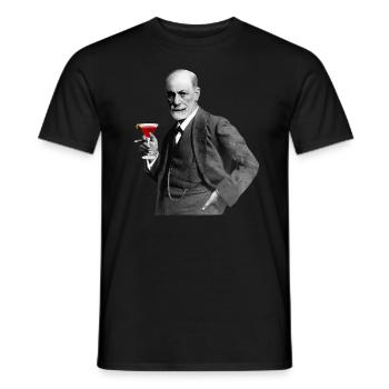 Sigmund Freud avec un verre à vin - T-shirt homme - noir - Devant - AI Model Male 178 light (178cm)