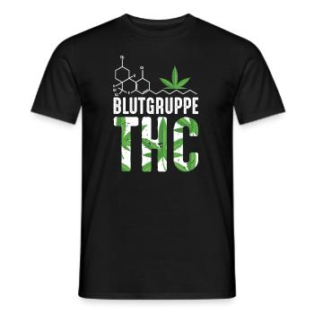 Blutgruppe THC | Lustiges Cannabis Druffi Geschenk - Männer T-Shirt - Schwarz - Vorne - AI Model Male 178 light (178cm)