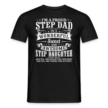 Funny Step Dad Fathers Day Christmas Step - Men's T-Shirt - black - Front - AI Model Male 178 light (178cm)