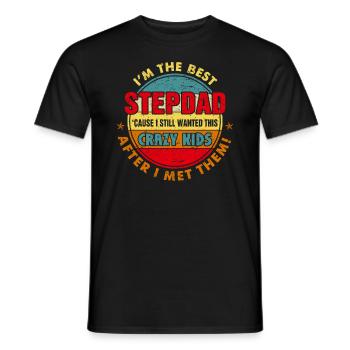 Best Step-dad Funny Retro Stepfather Father s Day - Men's T-Shirt - black - Front - AI Model Male 178 light (178cm)
