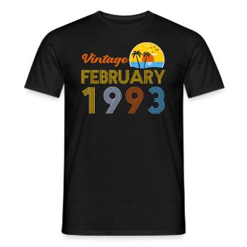 30th Birthday Vintage February 1993 30 Years Gifts - Men's T-Shirt - black - Front - AI Model Male 178 light (178cm)
