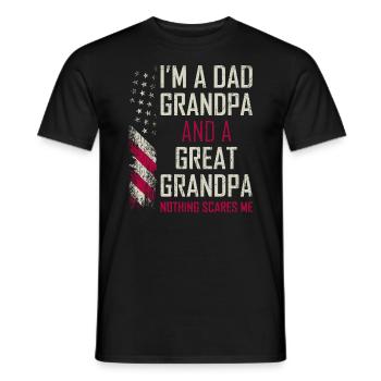 Dad And Great Grandpa American Flag Funny Fathers - Men's T-Shirt - black - Front - AI Model Male 178 light (178cm)