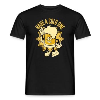 Retro Funny Beer - Men's T-Shirt - black - Front - AI Model Male 178 light (178cm)