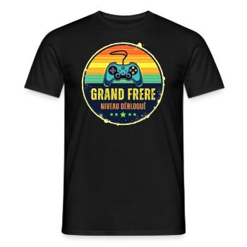 Futur Grand Frère Annonce Naissance Geek Gamer - T-shirt homme - noir - Devant - AI Model Male 178 light (178cm)