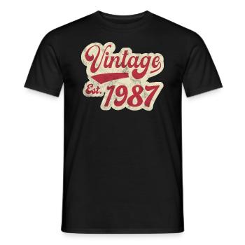 Vintage Est 1987 - T-shirt homme - noir - Devant - AI Model Male 178 light (178cm)