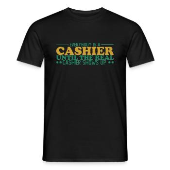 Cashier Register Counter Retail Worker - Men's T-Shirt - black - Front - AI Model Male 178 light (178cm)
